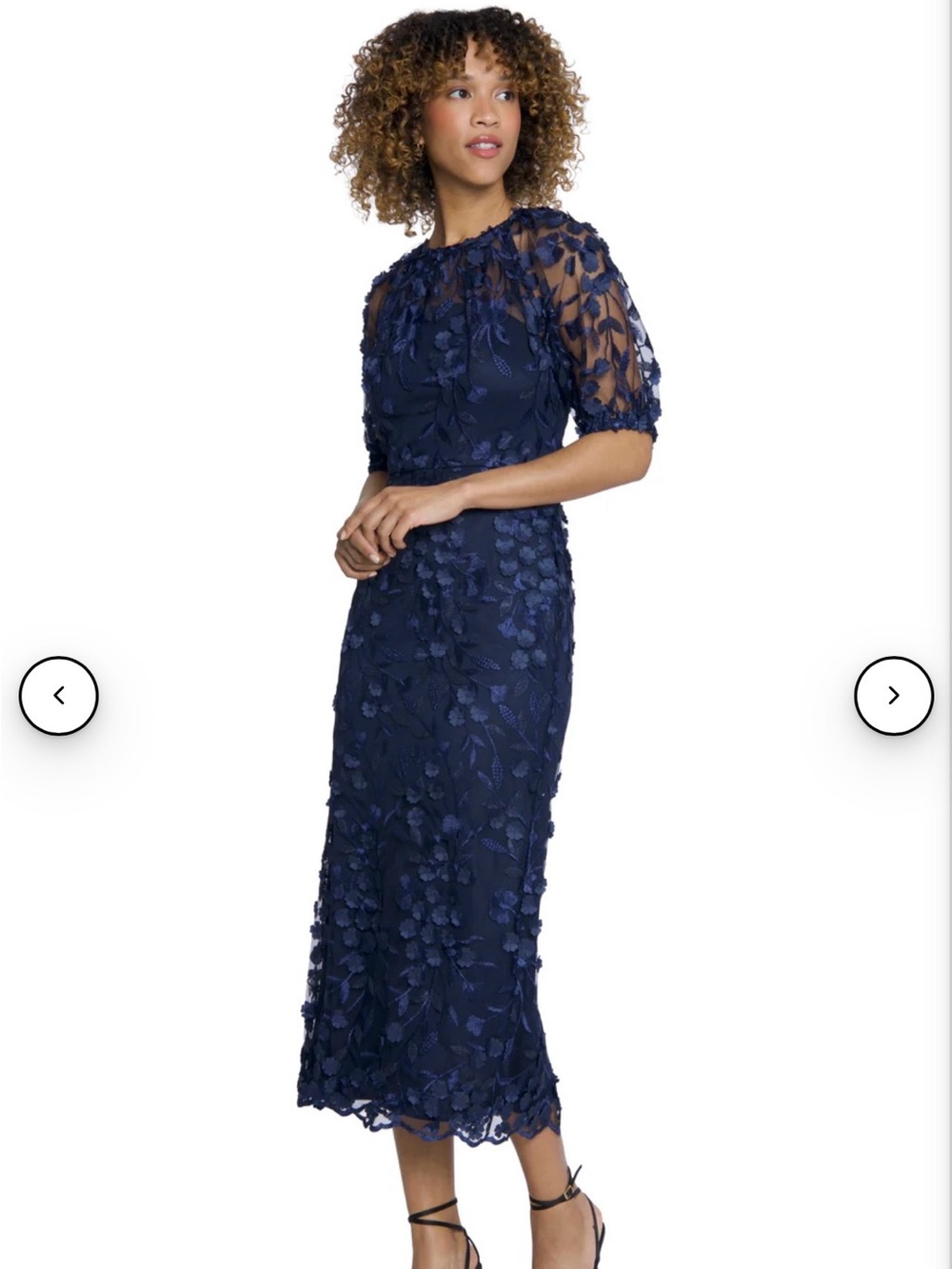 MAGGIE LONDON Marigold Textured 3D Embroidered Puff Sleeve Maxi Dress 💙 Sz 6